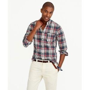 J. Crew | Slim Indian Madras Shirt | Navy Ink | Small